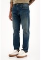 Tennis Jean Recto Tiro Medio Azul Con Textura Lisa Para Hombre de Tennis
