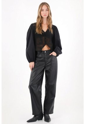 Tennis Camisa Con Leve Transparencia Negra Para Mujer