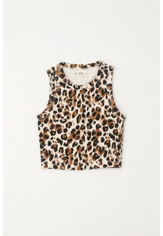 Camiseta Crop De Estampado Animal Print Para Niña Tennis