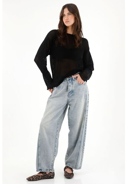 Tennis Buzo En Tejido Abiero Con Diseño De Flores Negro Para Mujer