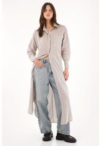 Tennis Camisa Larga Con Estampado De Rayas Para Mujer Tennis