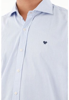 Camisa Azul A Rayas Para Hombre