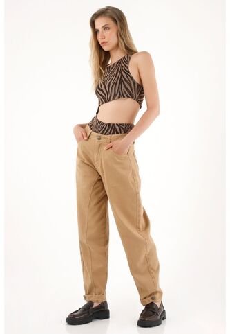 Pantalón Horseshoe Café Con Charreteras En Bota Para Mujer Tennis