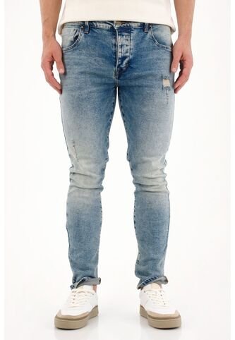 Tennis Jean Skinny Con Rotos Y Desgastes Azul Claro Para Hombre Tennis