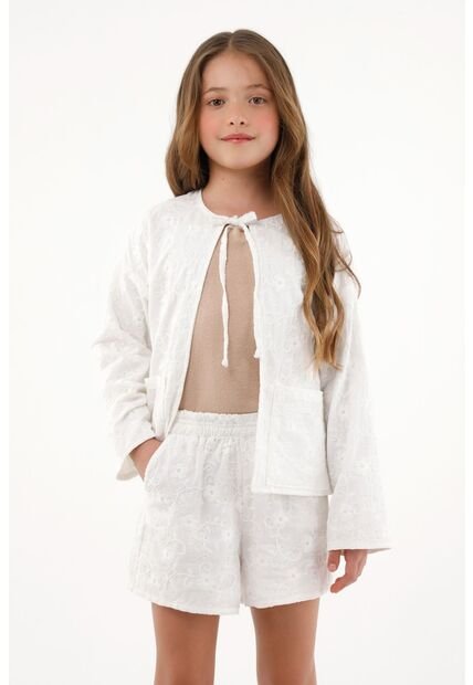 Abrigo En Tela De Ojalillo Para Niña