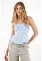 Tennis Camisa Strapless En 100% Lino Azul Para Mujer de Tennis