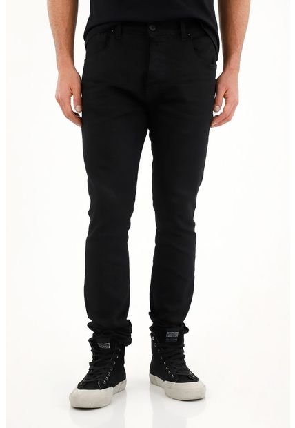 Jean Negro Súper Skinny Efecto Cuero Para Hombre