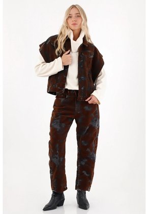 Tennis Chaleco Oversize En Tela Velvet Café Para Mujer
