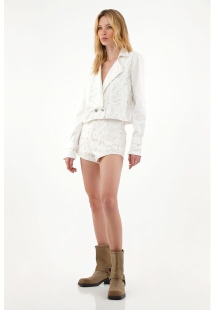 Tennis Chaqueta Crudo Con Tejido En Frente Para Mujer