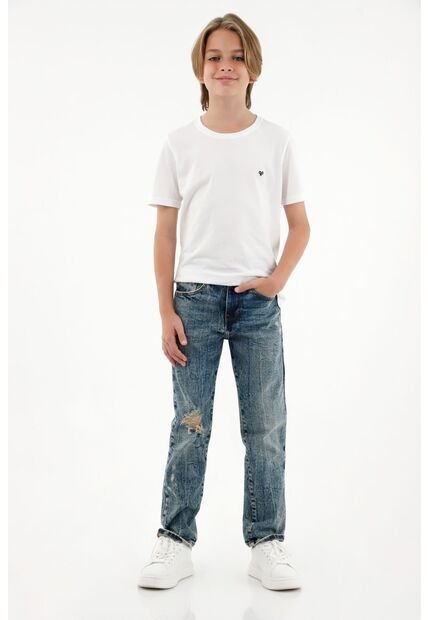 Jean Slim Con Roto Para Niño