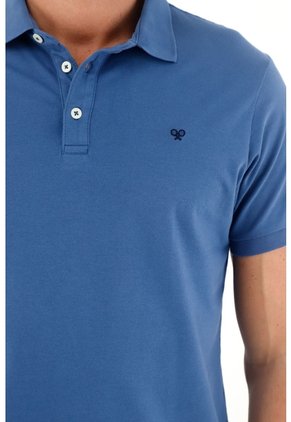 Tennis Polo Slim Fit Azul Licra Para Hombre