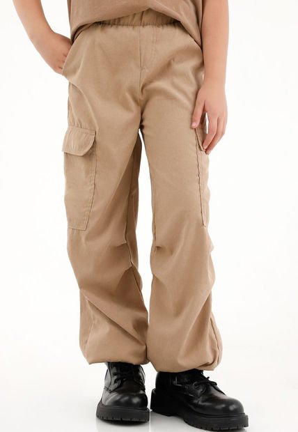 Pantalón Tipo Parachute Crudo Para Niña