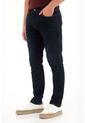Tennis Jean Skinny Tono Oscuro Azul Con Caída Natural Para Hombre
