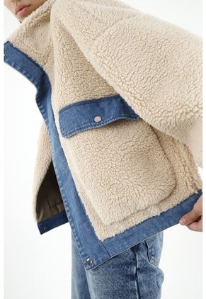 Chaqueta Tipo Ovejera Crudo Para Mujer