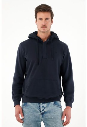Buzo Tipo Hoodie Con Capucha Azul Para Hombre
