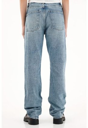 Tennis Jean Recto Tiro Alto Azul Para Mujer