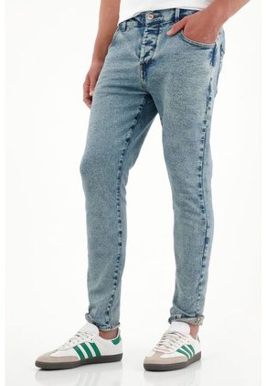 Tennis Jean Skinny De Tiro Medio Azul Claro Para Hombre