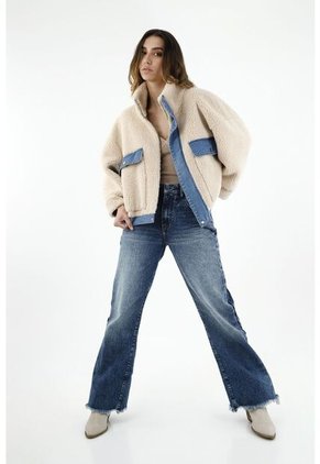 Chaqueta Tipo Ovejera Crudo Para Mujer