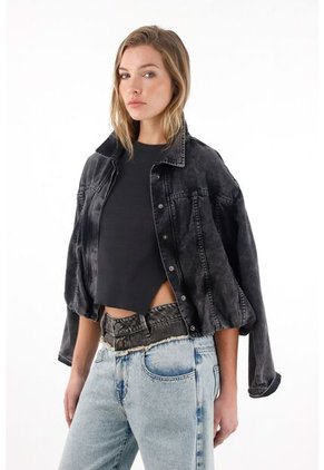 Tennis Chaqueta En Black Denim Tipo Globo Para Mujer