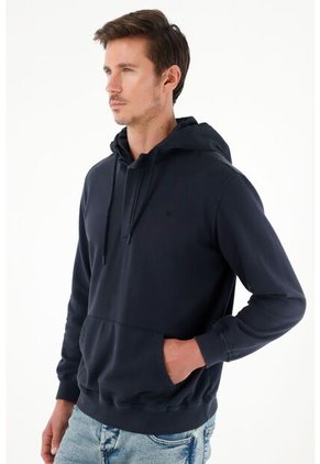 Buzo Tipo Hoodie Con Capucha Azul Para Hombre
