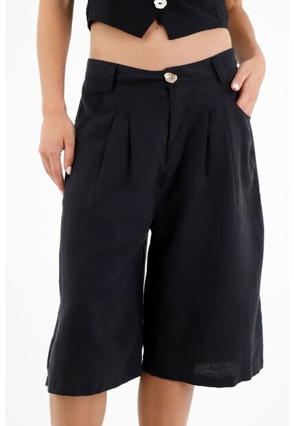 Tennis Bermuda Negra Larga Para Mujer