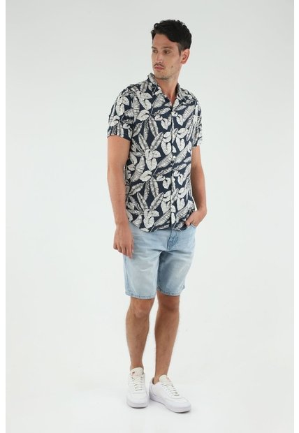 Lee - Lee Hombre Bermudas - RIDER SHORT IN DK VISUAL CODY - Azul claro