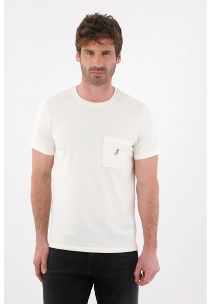 Tennis Camiseta Básica Con Bolsillo Y Estampado Crudo Para Hombre