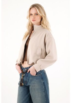 Tennis Abrigo En Pana Cuello Alto Café Para Mujer