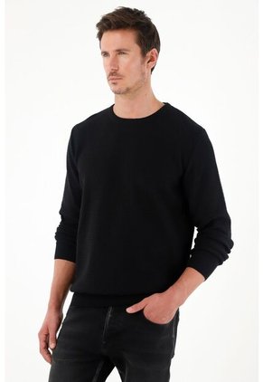 Buzo Regular Fit Tejido Negro Para Hombre