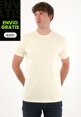 Camiseta Manga Corta En 100% Algodón Amarilla Para Hombre Tennis
