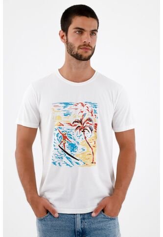 Tennis Camiseta Cuello Redondo Blanca Para Hombre Tennis