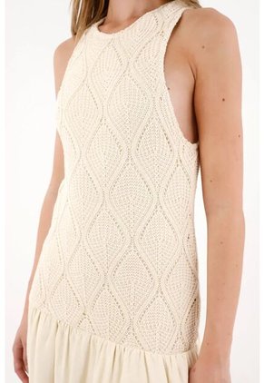 Tennis Vestido Largo Manga Sisa Crudo Para Mujer