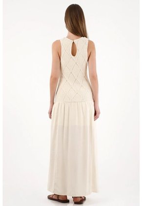 Tennis Vestido Largo Manga Sisa Crudo Para Mujer