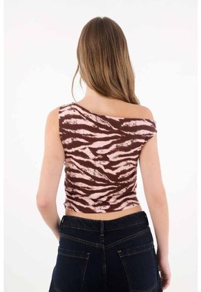 Tennis Camiseta Cuello Bandeja Y Manga Sisa Café Para Mujer