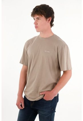 Tennis Camiseta Básica Estampada En Espalda Café Para Hombre