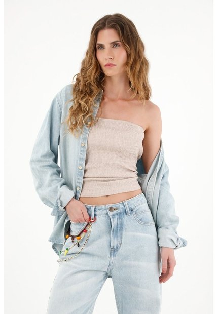 Tennis Camiseta Strapless Café Para Mujer