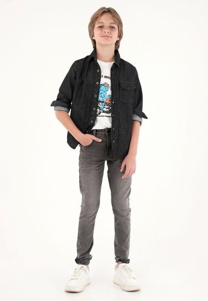 Jean Slim Cinco Bolsillos Negro Para Niño