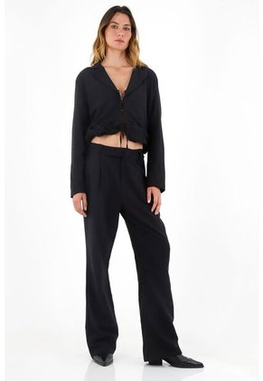 Tennis Pantalón Negro Bota Recta Para Mujer