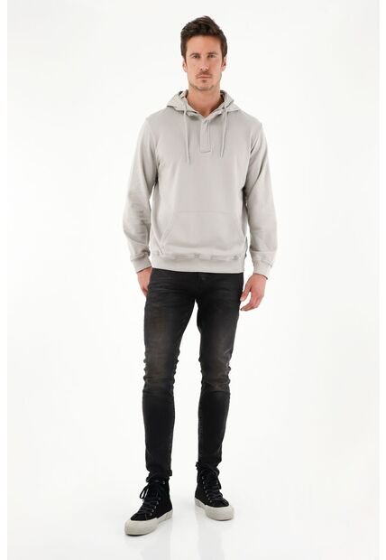 Buzo Tipo Hoodie Con Capucha Gris Para Hombre