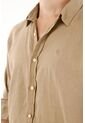 Camisa Café Manga Larga 100% Lino Para Hombre de Tennis