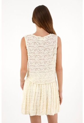Tennis Chaleco Con Textura Y Transparencia Crudo Para Mujer