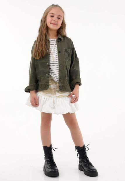 Falda Corta Con Estampado Militar Para Niña