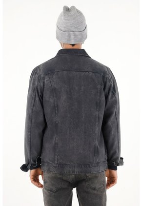 Tennis Chaqueta Tipo Trucker Efecto Cuero Para Hombre