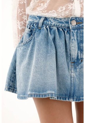 Tennis Falda Corta Con Volumen Azul Para Mujer