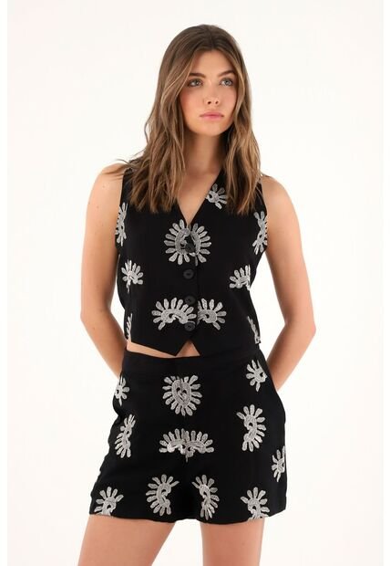 Tennis Chaleco Pretinero Con Brillos Y Bordados Para Mujer