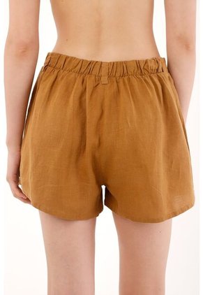 Tennis Short En 100% Lino Con Prense Y Vuelo Para Mujer