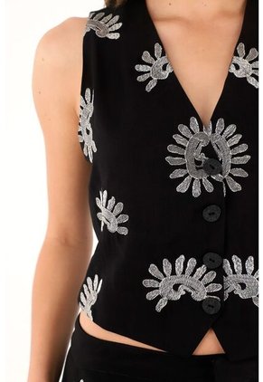 Tennis Chaleco Pretinero Con Brillos Y Bordados Para Mujer