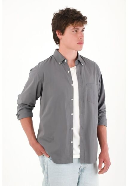 Tennis Camisa Clásica Manga Larga Gris Para Hombre