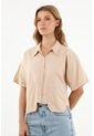 Camisa Café Con Ruedo Al Corte Para Mujer de Tennis
