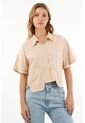Camisa Café Con Ruedo Al Corte Para Mujer de Tennis